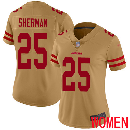 San Francisco 49ers Limited Gold Women Richard Sherman NFL Jersey #25 Inverted Legend